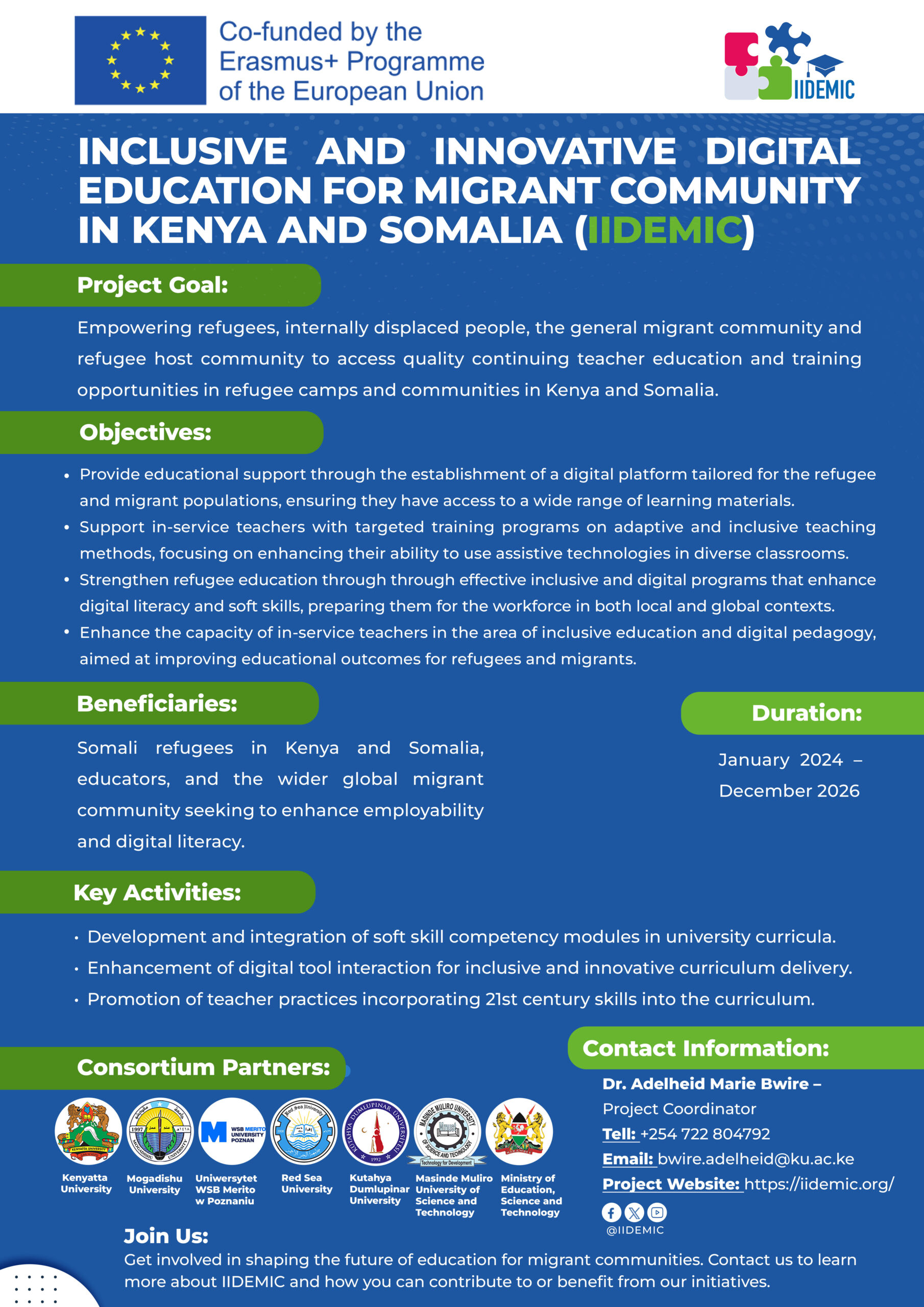 INCLUSIVE AND INNOVATIVE DIGITAL EDUCATION FOR MIGRANT COMMUNITY IN KENYA & SOMALIA (IIDEMIC)